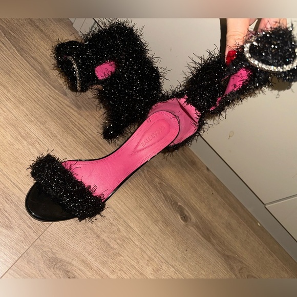 Oscar Tiye Black Glitter Heels in 37 1/2 - Picture 6 of 12